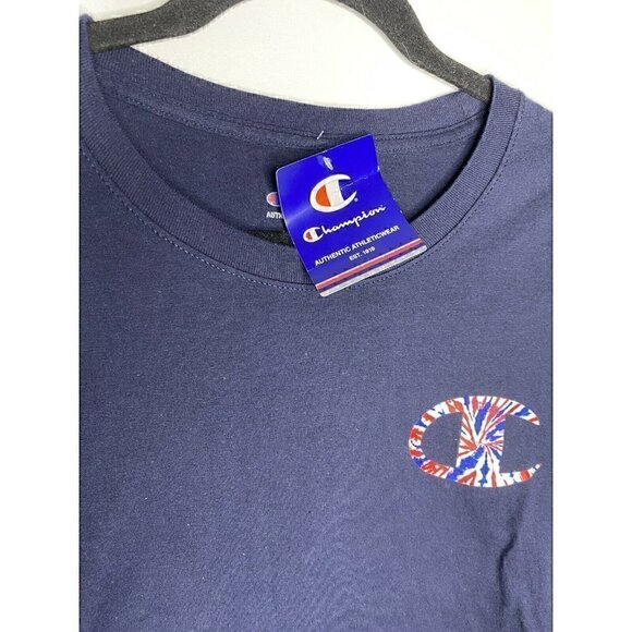 NEW Champion Shirt Size 2XL Men's Short Sleeve Multicolor T-Shirt Logo Blue - Picture 6 of 7